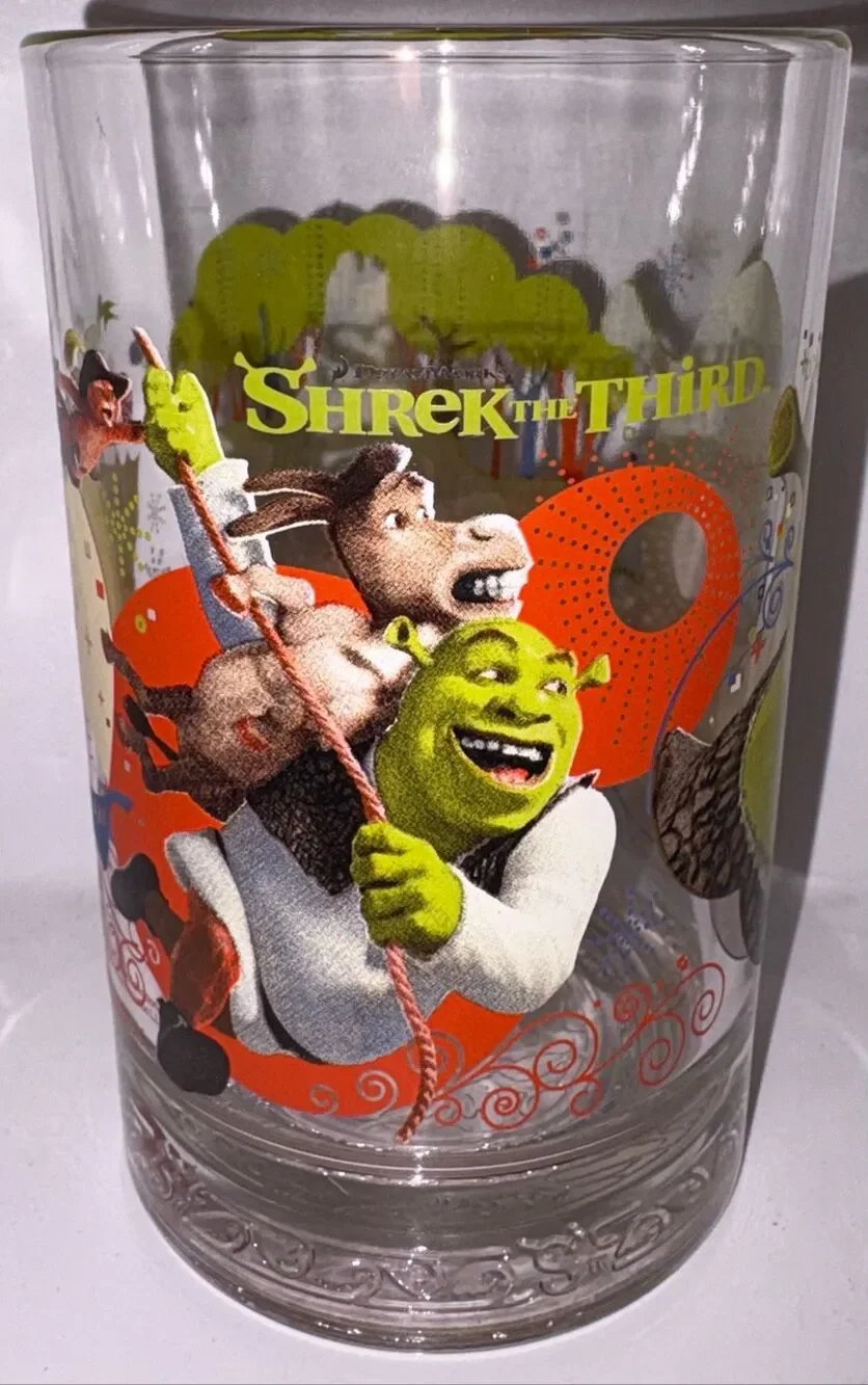 Vintage set of 4 collectible McDonald's Shrek the Third promotional glass cups r